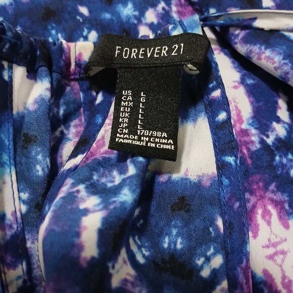 Forever 21 Maxi Dress Women’s Size L Blue Purple Boho Print Halter Neckline - Picture 5 of 6